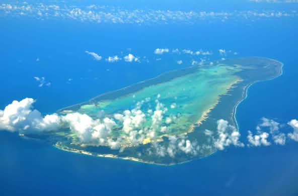 Vue aérienne de l'atoll d'Aldabra