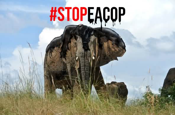 Photomontage : Le pétrole est un grand danger pour les éléphants - #StopEACOP