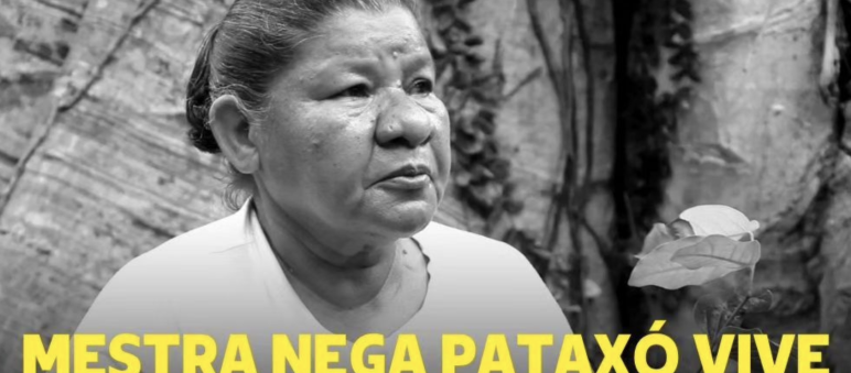 Maria de Fátima Muniz Pataxó, aussi appelée "Nega", abattue lors d’une expédition punitive de 200 propriétaires terriens et de policiers le 21 janvier 2024 Affiche commémorative pour la dirigeante pataxó assassinée Maria de Fátima Muniz Pataxó ("Nega") avec l’inscription