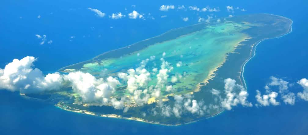 Vue aérienne de l'atoll d'Aldabra