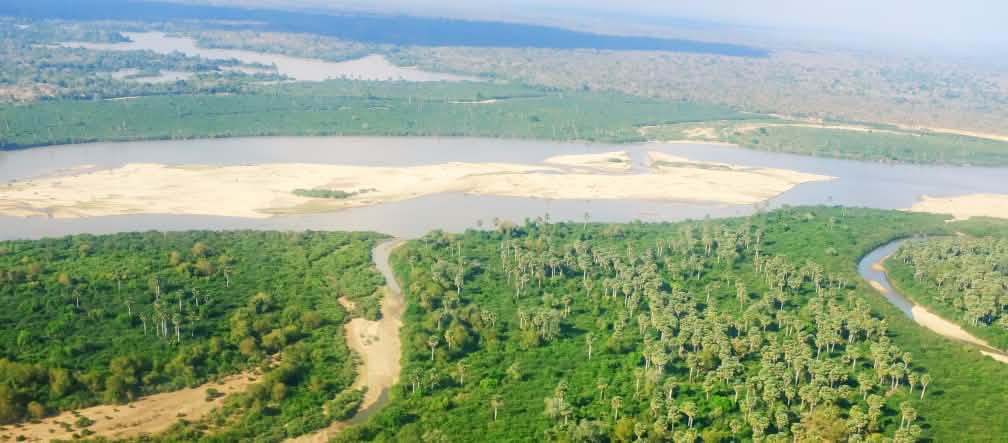 Vué aérienne du fleuve Rufiji dans la réserve de Selous en Tanzanie Vol au-dessus du fleuve Rufiji dans la réserve de Selous en Tanzanie
