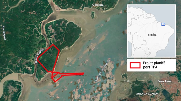 Carte montrant l’emplacement des limites du projet de port TPA