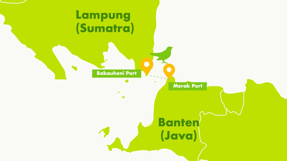 Carte partielle de la province de Lampung à Sumatra et de la province de Banten à Java